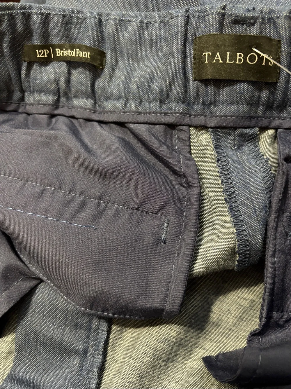 Talbots Women’s Blue Chambray Pants - Classic Straight Leg 12P
